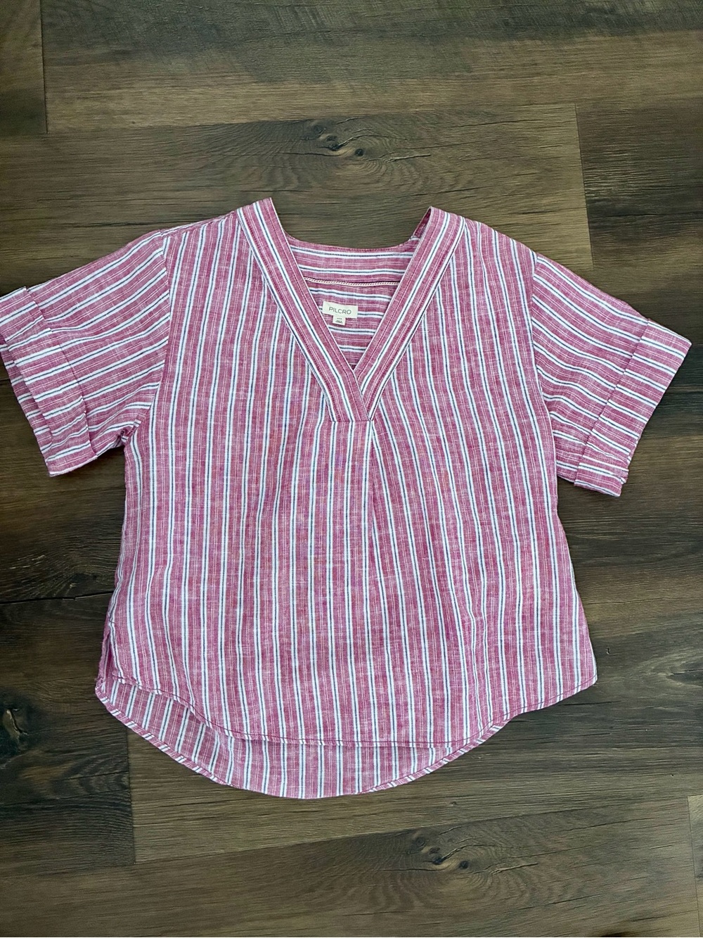 Anthropologie Pilcro Henley Surf Striped V-Neck top tee